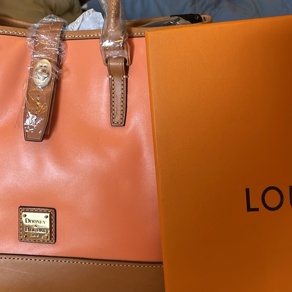 DOONEY & BOURKE WEXFORD LEATHER PERRY SATCHEL HANDBAG PURSE ORANGE TAN IN COLOR - Picture 9 of 12